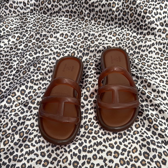 Melissa x Telfar brown jelly sandals rubber summer casual size 9 (best fits 10) - Picture 1 of 8